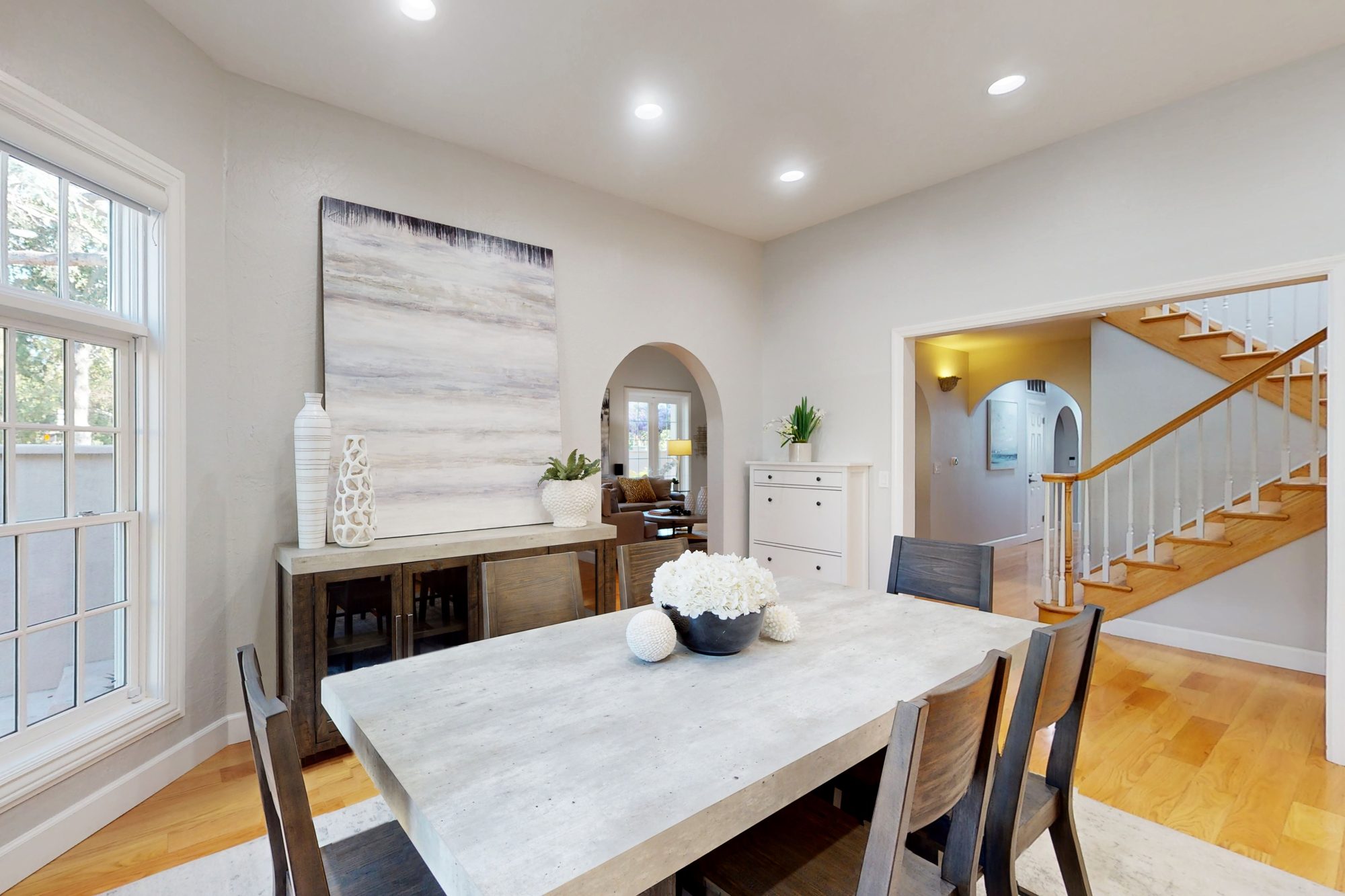 The dining room at 1280 Lincoln Avenue, Palo Alto — one of Maggie’s listings