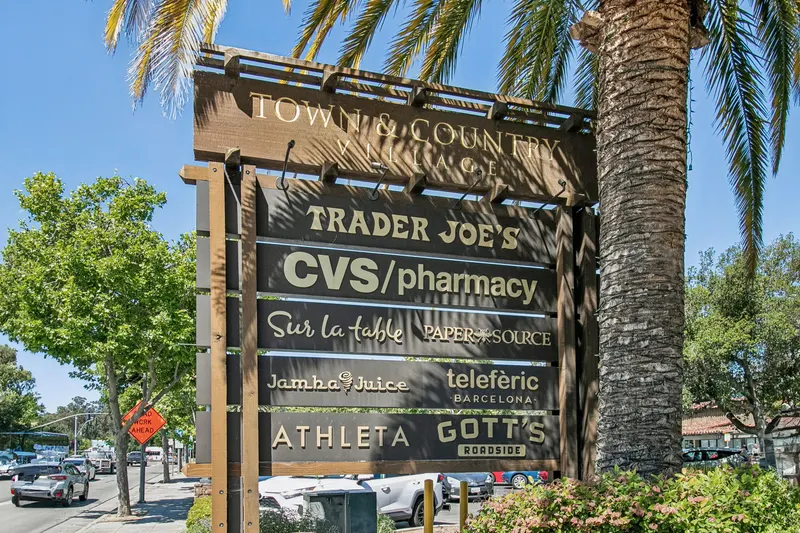 The Town & Country Village shopping center on Embarcadero Road, Palo Alto